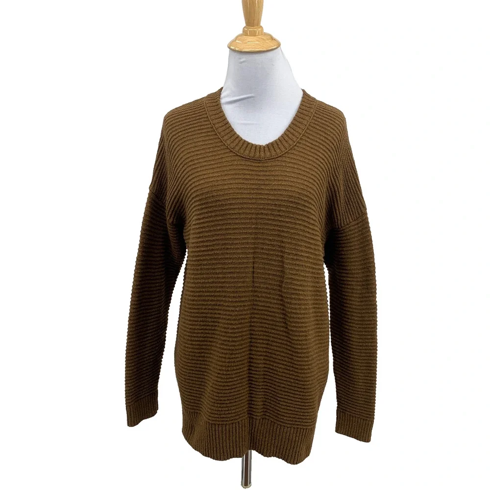 Madewell Sweater Womens S Small Brown Plus Greensboro Button Back Textured Tunic